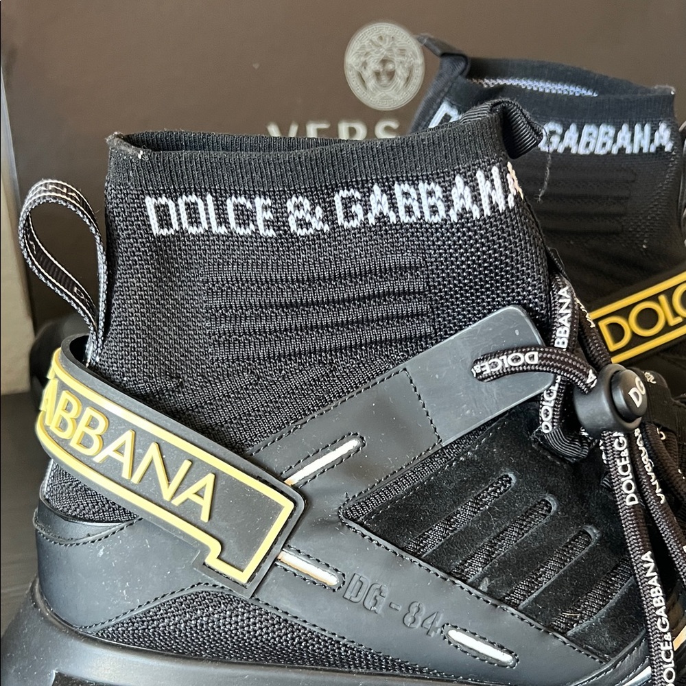 Dolce & Gabbana Black and Yellow High-Top Sneakers - Picture 3 of 4